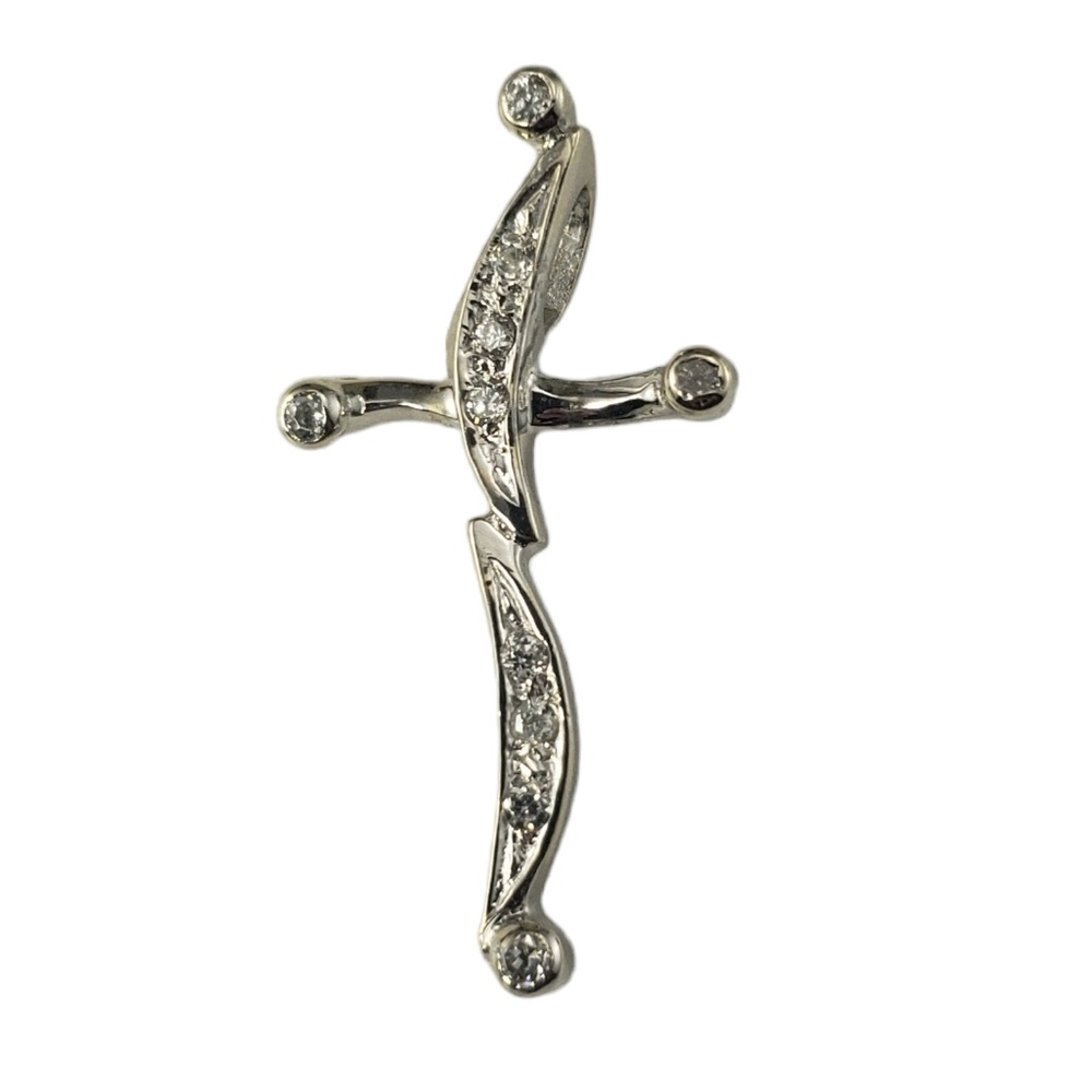14 Karat White Gold Diamond Cross Pendant #16830